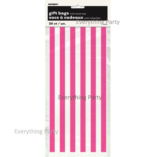 Everything Party 20pk Pink Stripes Cello Bags With Twist Ties All Birthday