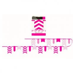 Everything Party 3.3m Dots, Stripes & Chevron Paper Pennant Banner - Hot Pink