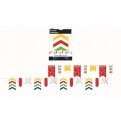 Everything Party 3.3m Dots, Stripes & Chevron Paper Pennant Banner - Bold Multi Colour All Birthday