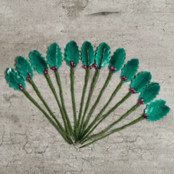 Oceana 12pk Christmas Holly Leaves With Berry Picks