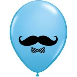 Everything Party 11" Qualatex Moustache & Bowtie Blue Latex Balloon