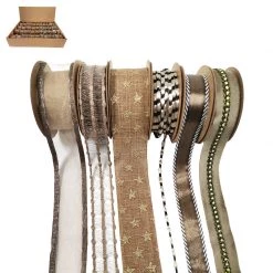 Everything Party Assorted Christmas Luxury Taupe Mix Ribbon - 2m By Event
