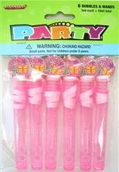Meteorparty 6Pk Bubble N Wand - Pink