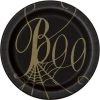 Everything Party 8pk Halloween Black & Gold Spider Web Boo Paper Plates