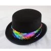 Trademart By Event Black Top Hat With Rainbow Sequin