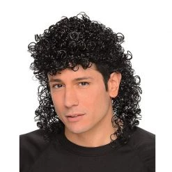 Dr. Tom's By Theme Wig - Deluxe Curly Black Mullet