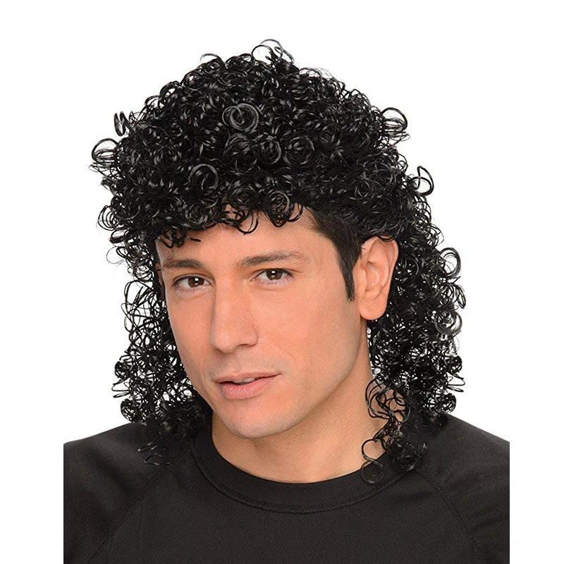 Dr. Tom's By Theme Wig - Deluxe Curly Black Mullet