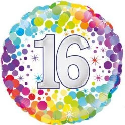 Everything Party 18" Oaktree Rainbow Confetti 16th Birthday Foil Balloon