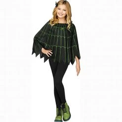 Everything Party Costume Spiderweb Poncho - Green