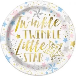 Unique 8pk Foil Stamped Twinkle Star Paper Plates