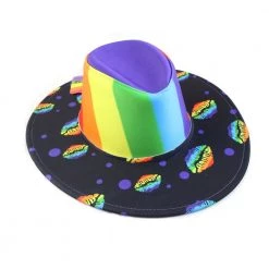 Trademart Rainbow Cowboy Hat With Lips Print