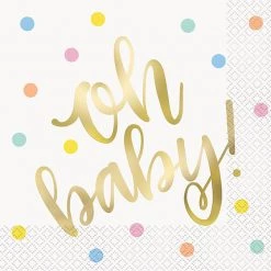 Unique 16pk Foil Stamped Oh Baby Luncheon Napkins By Theme