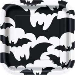 Everything Party 10pk Black Bats Square Paper Plates