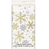 Unique Christmas Gold & Silver Holiday Snowflakes Plastic Rectangle Tablecover By Event
