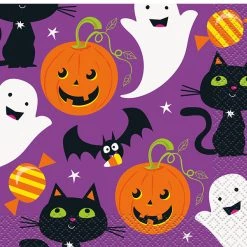 Everything Party 16pk Halloween Cat & Pumpkin Napkins 2ply