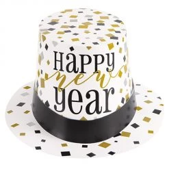 Everything Party By Event Black, Gold & Silver Foil Stamped Happy New Year Top Hat