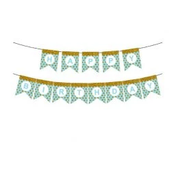 Everything Party Happy Birthday Banner With Glitter Dots - Blue & Gold All Birthday