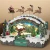 Wish By Event Animated Christmas Snowy Village LED Lights Musical Flying Santa Sleigh