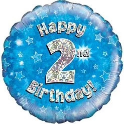 Everything Party 18" Oaktree 2nd Birthday Holographic Blue Foil Balloon Balloons