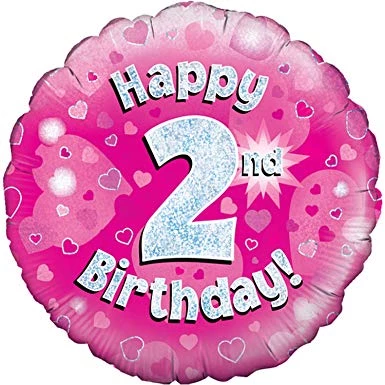 Everything Party 18" Oaktree 2nd Birthday Holographic Pink Foil Balloon