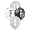 Unique 6pk Assorted Black Silver White 18th Birthday 30cm Latex Balloons