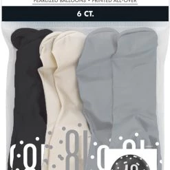 Unique 6pk Assorted Black Silver White 18th Birthday 30cm Latex Balloons