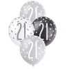 Unique 6pk Assorted Black Silver White 21st Birthday 30cm Latex Balloons