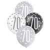 Unique 6pk Assorted Black Silver White 70th Birthday 30cm Latex Balloons