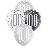 Unique 6pk Assorted Black Silver White 100th Birthday 100 Days 30cm Latex Balloons