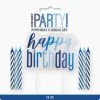 Unique 12 Spiral Candles With Happy Birthday Cake Decoration - Blue