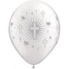 Everything Party 11" Qualatex Silver Cross & Dove Pearl White Latex Balloon