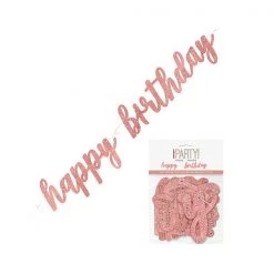 Everything Party All Birthday Happy Birthday Prismatic Rose Gold Foil Script Jointed Banner 83.8cm (2.75')