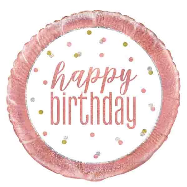 Unique 18" Happy Birthday Rose Gold Prismatic Foil Balloon Balloons