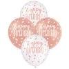 Unique 6pk Assorted Rose Gold White Happy Birthday 30cm Latex Balloons