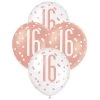 Unique 6pk Assorted Rose Gold White 16th Birthday 30cm Latex Balloons