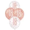 Unique 6pk Assorted Rose Gold White 18th Birthday 30cm Latex Balloons