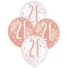 Unique 6pk Assorted Rose Gold White 21st Birthday 30cm Latex Balloons