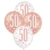 Unique 6pk Assorted Rose Gold White 50th Birthday 30cm Latex Balloons