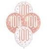 Unique 6pk Assorted Rose Gold White 100th Birthday 100 Days 30cm Latex Balloons