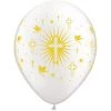 Everything Party 11" Qualatex Gold Cross & Dove Pearl White Latex Balloon Balloons