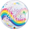 22" Qualatex Rainbow & Unicorn Birthday Bubbles Balloon