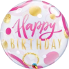 Balloons 22" Qualatex Birthday Pink & Gold Dots Bubbles Balloon
