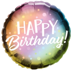 Everything Party 18" Qualatex Metallic Ombre & Dots Happy Birthday Foil Balloon