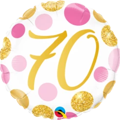 18" Qualatex Happy 70th Birthday Pink & Gold Foil Balloon Balloons