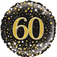 Qualatex 18" Okatree 60th Birthday Holographic Gold & Silver Dots Foil Balloon