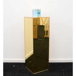 Hayden Agency Party Hire - Gold Mirror Acrylic Plinth 90cm Square