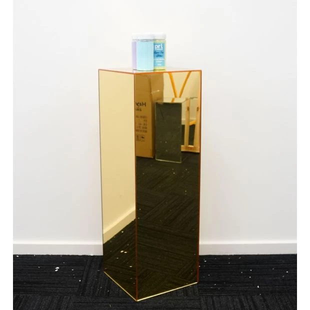Hayden Agency Party Hire - Gold Mirror Acrylic Plinth 90cm Square