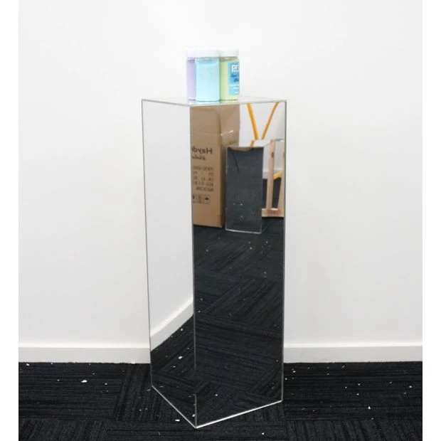 Hayden Agency All Birthday Party Hire - Silver Mirror Acrylic Plinth 90cm Square
