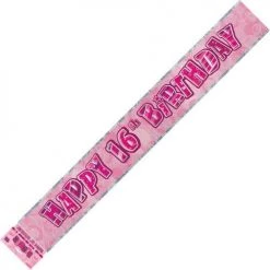Everything Party All Birthday Happy 16th Birthday Banner (Blue, Pink, And Black)
