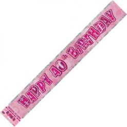 Everything Party Happy 40th Birthday Banner (Blue, Pink, And Black)